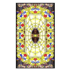 Yellow European Style Decorative Privacy Window Film Stained Static Window Decal No Glue Church Window Films,15x47 inch
