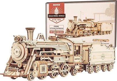 3D Wooden Puzzle for Adults-Mechanical Train Model Kits-Brain Teaser Puzzles-Vehicle Building Kits-Unique Gift for Teens on Birthday/Christmas Da
