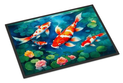 Koi Fish Doormat Front Door Mat Indoor Outdoor Rugs for Entryway, Non Slip Washable Low Pile, 24H X 36W