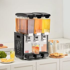 Commercial Beverage Dispenser 10L X 3 Tanks Cold Juice Ice Drink Dispenser (Option: Silver)
