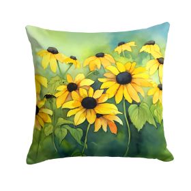 Maryland Black-Eyed Susans in Watercolor Throw Pillow Machine Washable, Indoor Outdoor Decorative Pillow for Couch, Bed or Patio, 14Hx14W (Default: Default)