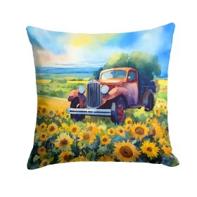 Kansas Sunflowers in Watercolor Throw Pillow Machine Washable, Indoor Outdoor Decorative Pillow for Couch, Bed or Patio, 18Hx18W (Default: Default)